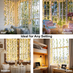 Suddus ivy curtain lights create romantic ambiance for weddings and parties.