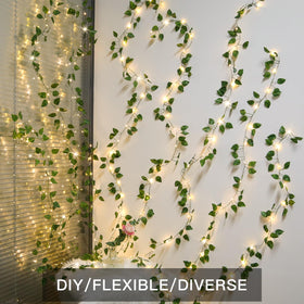 suddus Vines with Lights draped in a bedroom for cozy, romantic ambience.