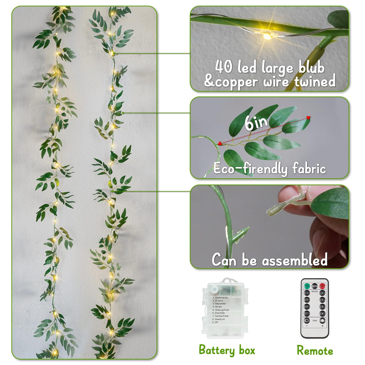 Suddus Wall or window decor with willow vine fairy lights