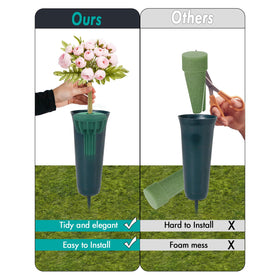 SUDLEK weather-ready vase insert protects flowers while preserving a dignified graveside display.