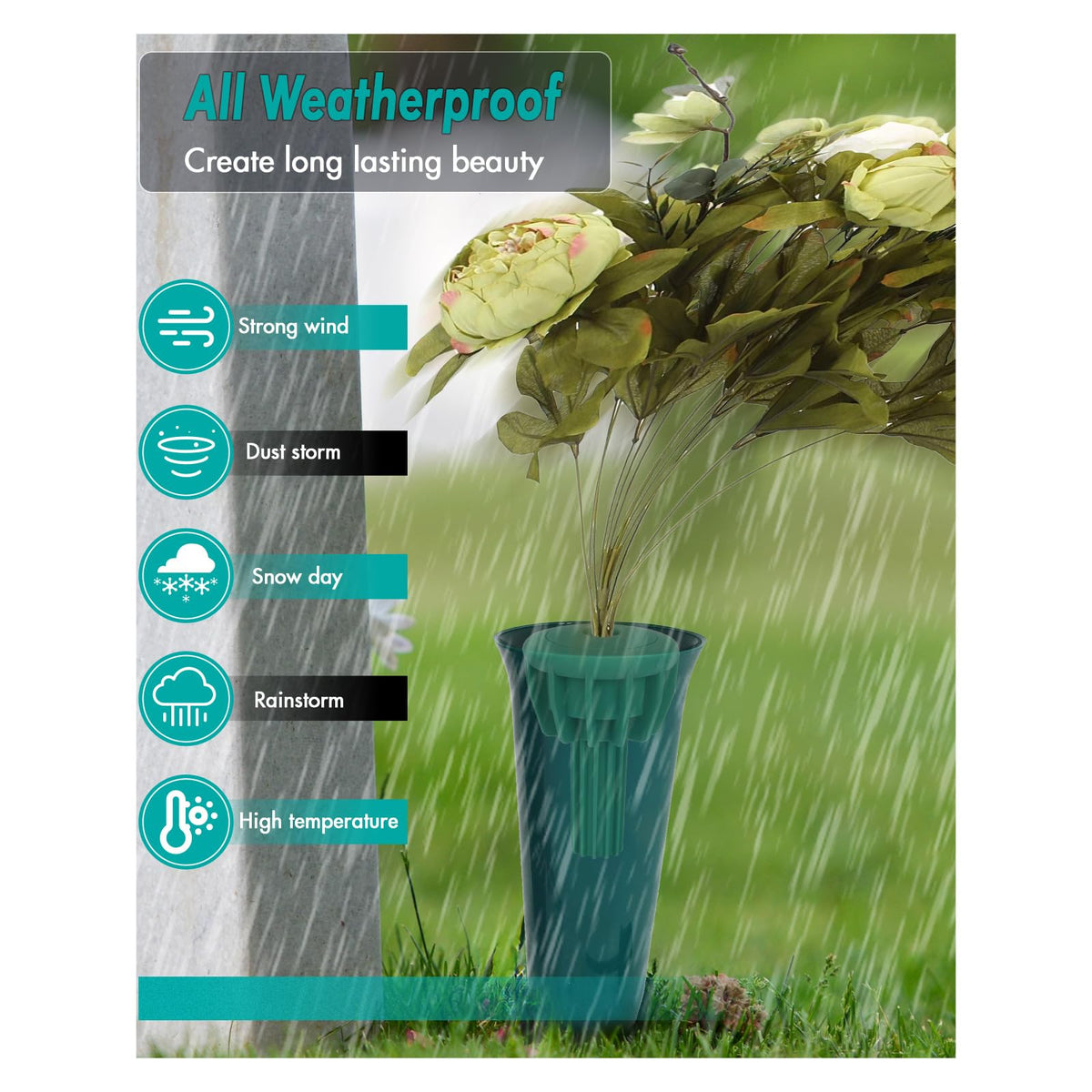 SUDLEK silicone flower holder headstone showcases stable arrangement for lasting graveside displays.