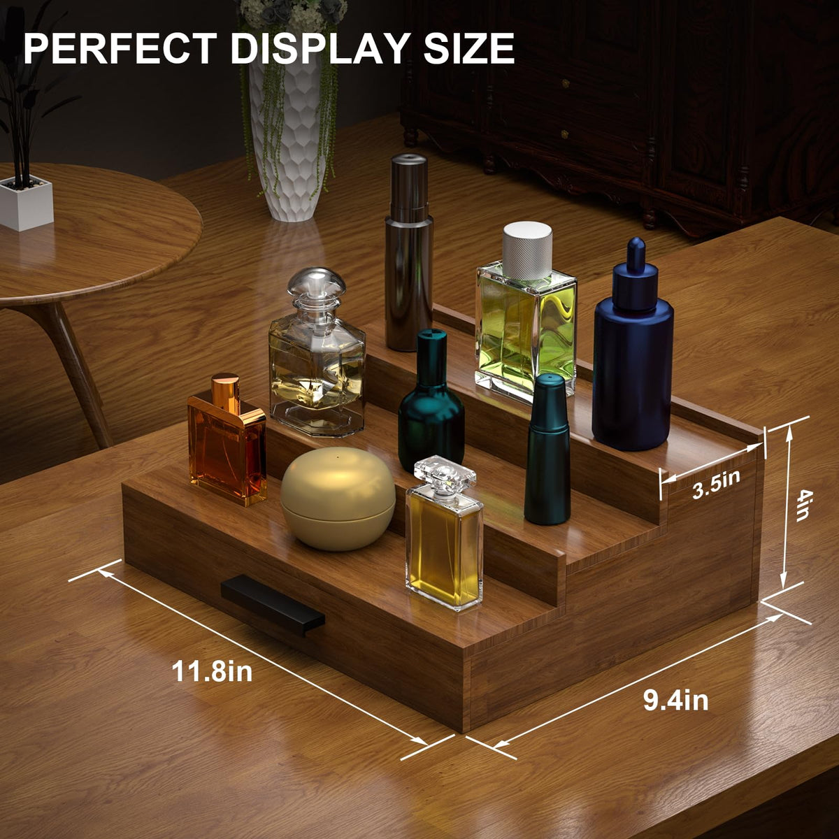 Sueuapp walnut wood construction highlights natural grain and warmth.