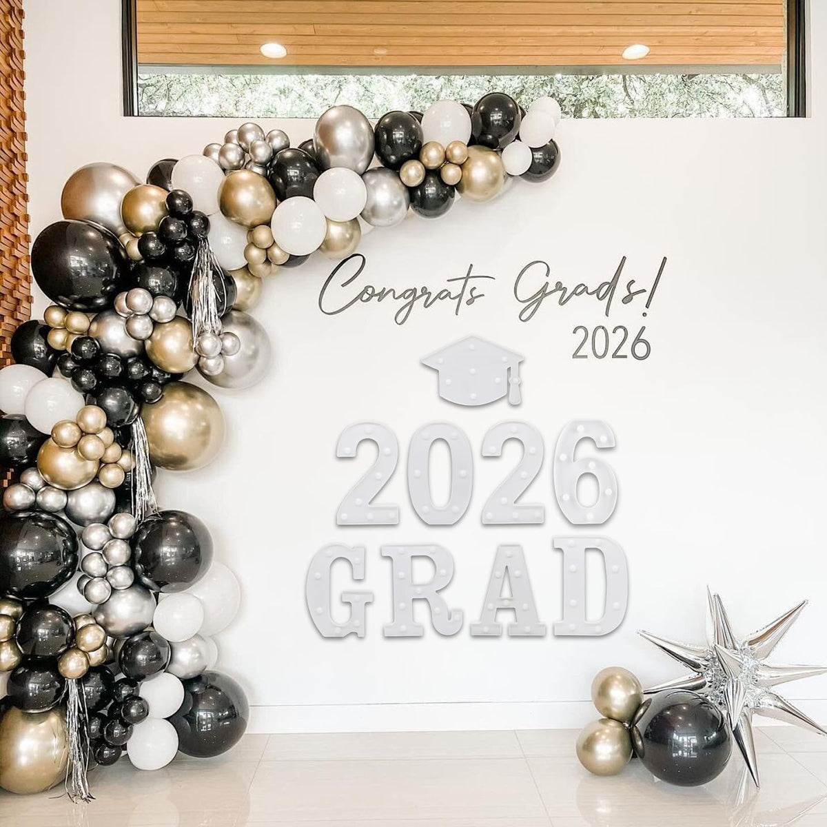 Acrylic material ensures sturdy, durable graduation decor.
