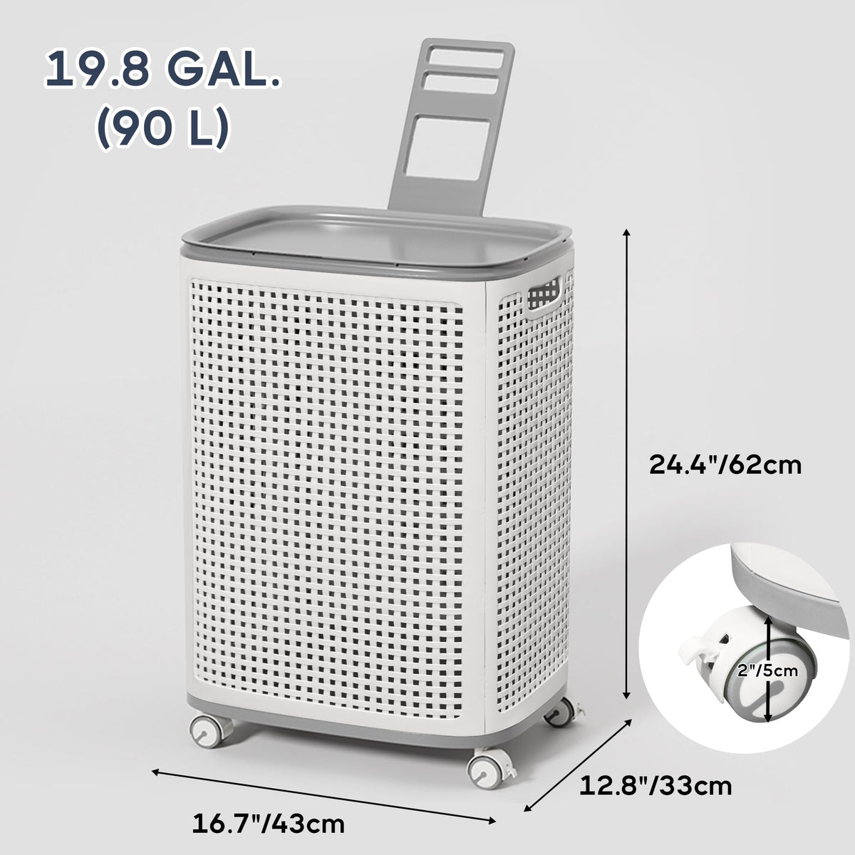 Sufdari rolling laundry hamper with lid for discreet laundry storage.