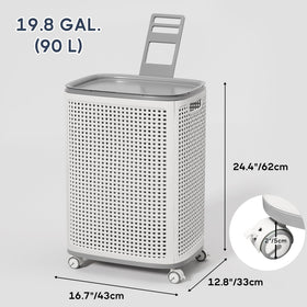 Sufdari rolling laundry hamper with lid for discreet laundry storage.