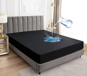 Sufdari mattress protector showing 18-inch deep pocket on queen bed for secure fit