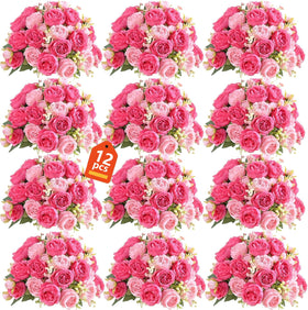 SugarHuLu peonies 12-bundle pink for elegant home décor and long-lasting beauty.