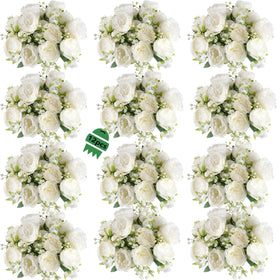 SugarHuLu white peonies bouquet with 12 bundles, ideal for elegant centerpieces