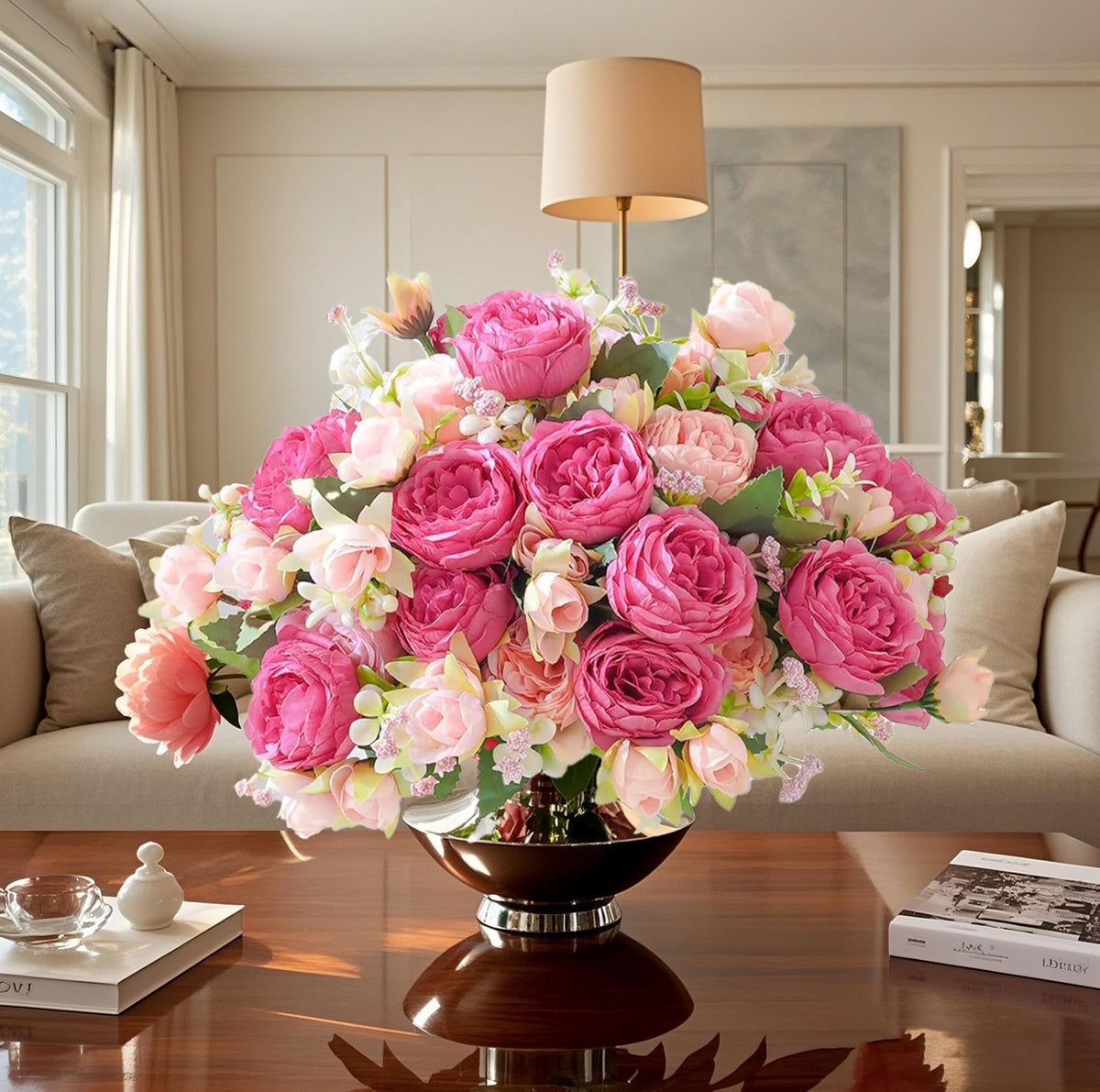 SugarHuLu peonies silk flowers close-up showcases realistic petals and soft texture.