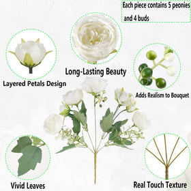 SugarHuLu peonies with flexible stems for easy vase shaping