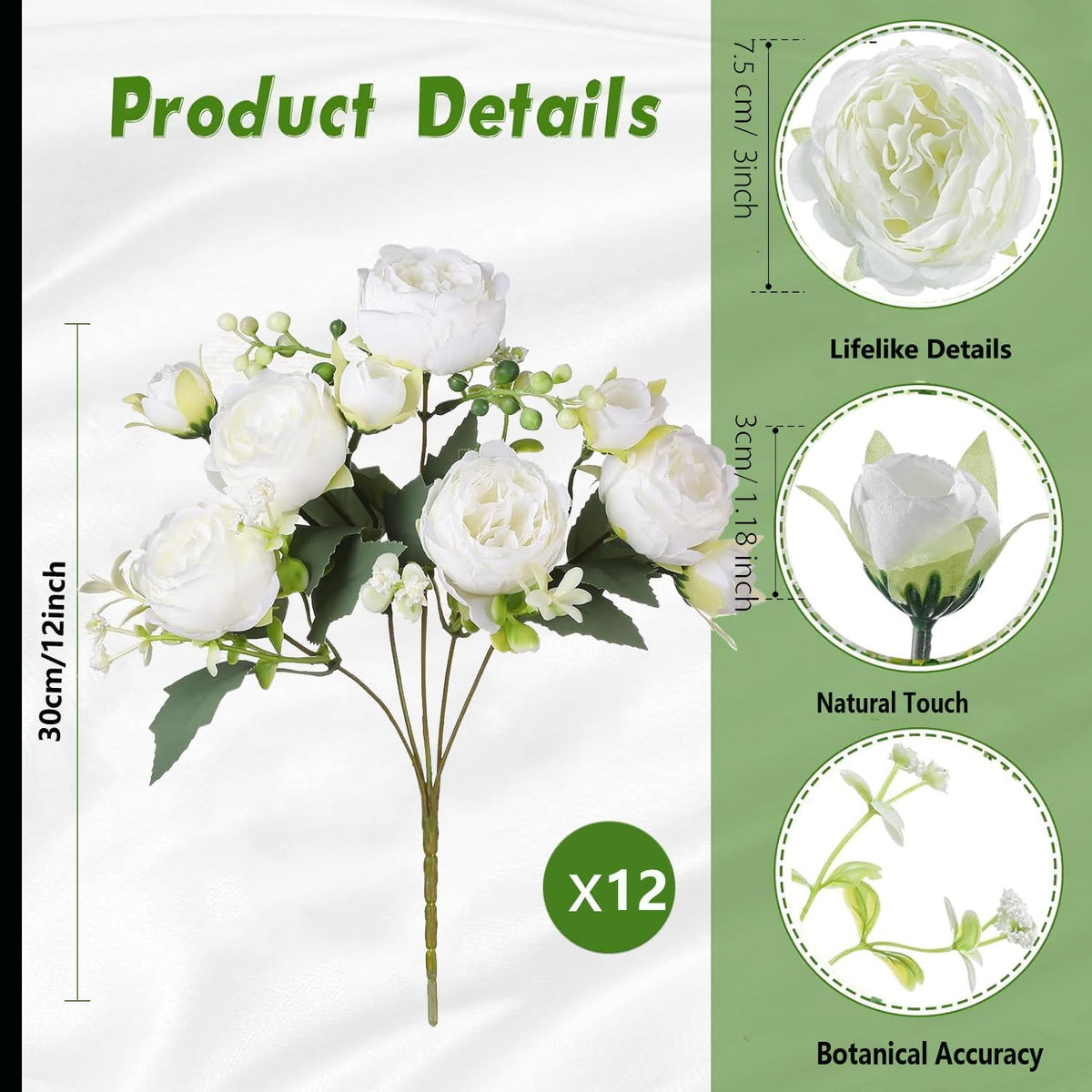 SugarHuLu white peonies bouquet arranged as a dining table centerpiece