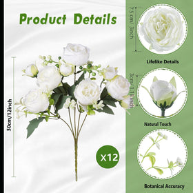 SugarHuLu white peonies bouquet arranged as a dining table centerpiece