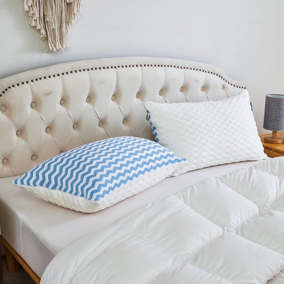 Suhedy cooling foam pillow conveys cooler nights for longer comfort.