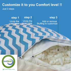 Suhedy queen-size pillow foam-fill close-up demonstrates customizable firmness for preferred support.