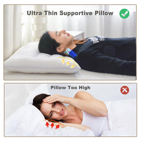 Suhedy Thin Pillow side-sleeping view aids breathing and facial pressure relief