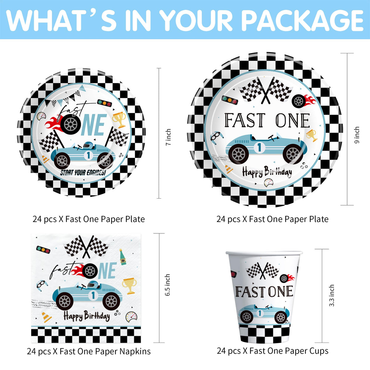 Suhelkit Fast One blue race car dessert plate adds color to birthday treats