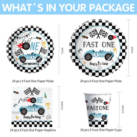 Suhelkit Fast One blue race car dessert plate adds color to birthday treats
