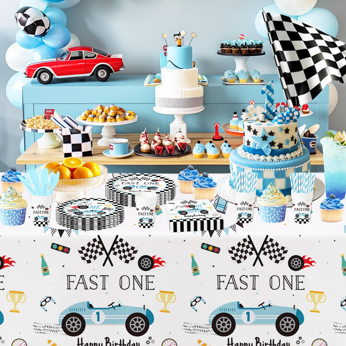 Suhelkit Fast One blue race car straw set for easy sips