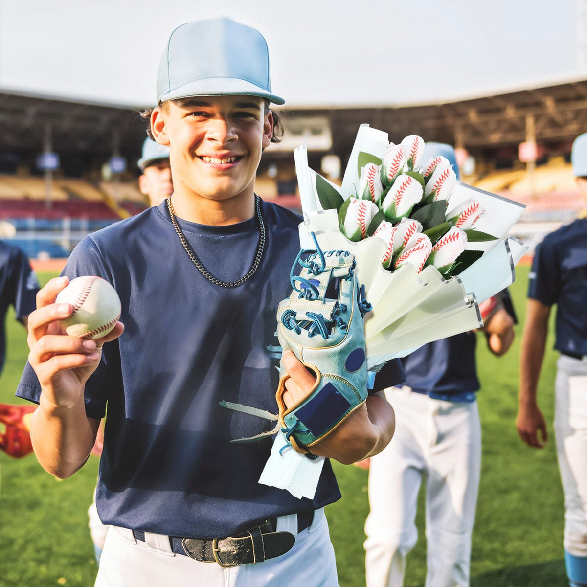 Suhine baseball rose used as home decor accents
