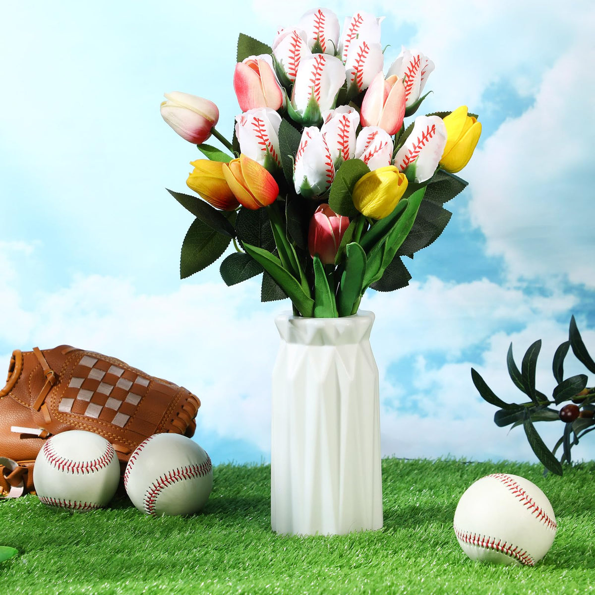 Suhine baseball rose total length 13 inches ideal for centerpieces