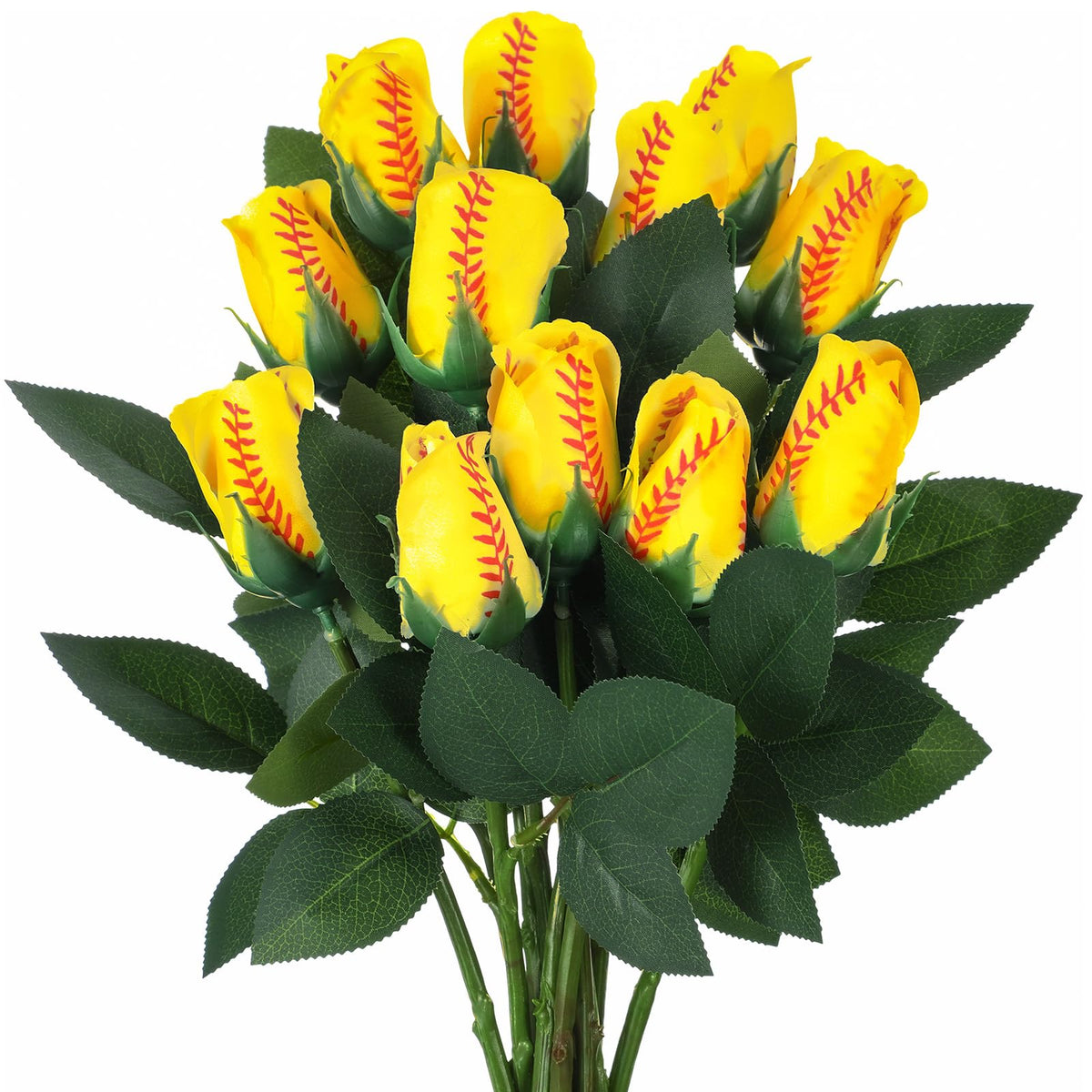 Suhine softball rose bouquet 12-roses display, durable decor for events.