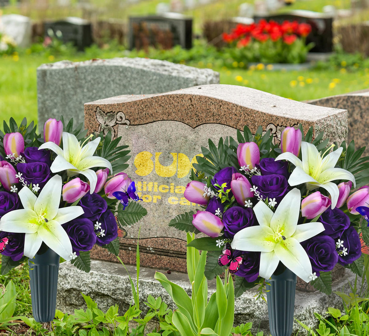 SUHOOKOO vibrant, fade-resistant bouquet maintains fresh look outdoors.