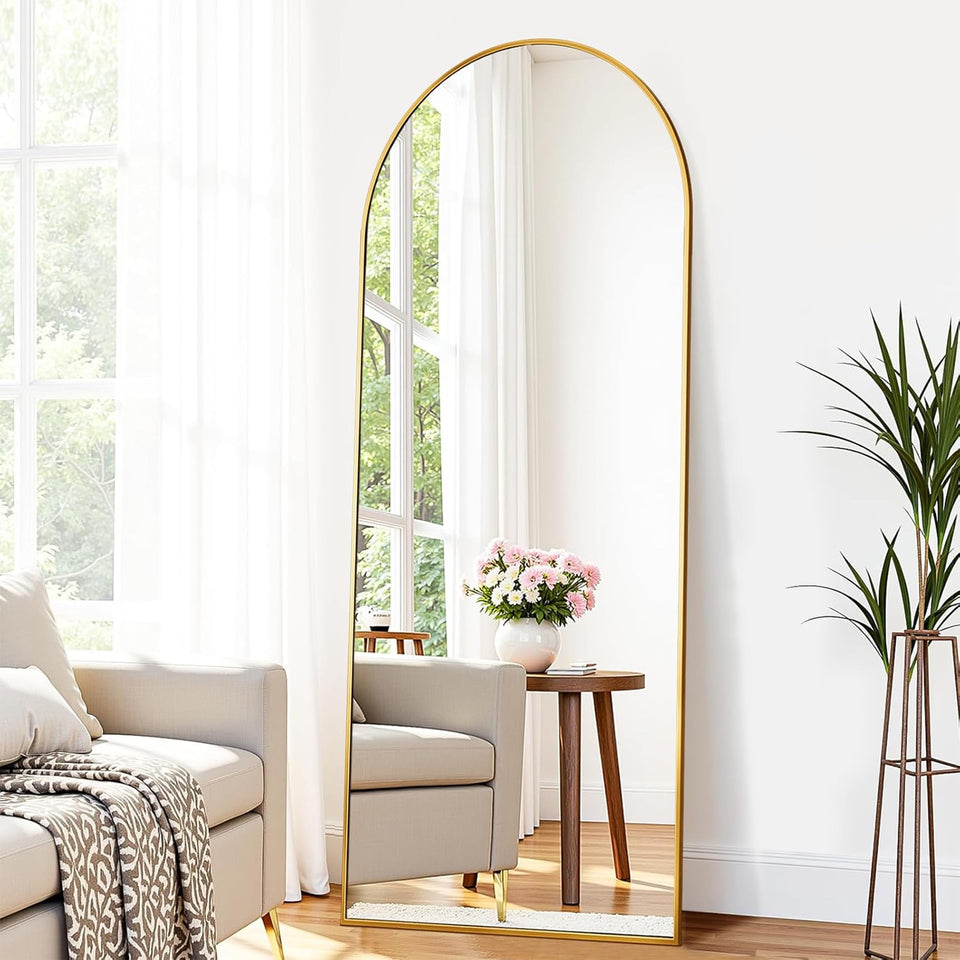 Suidia arch full-length mirror with gold frame for dressing and brightness