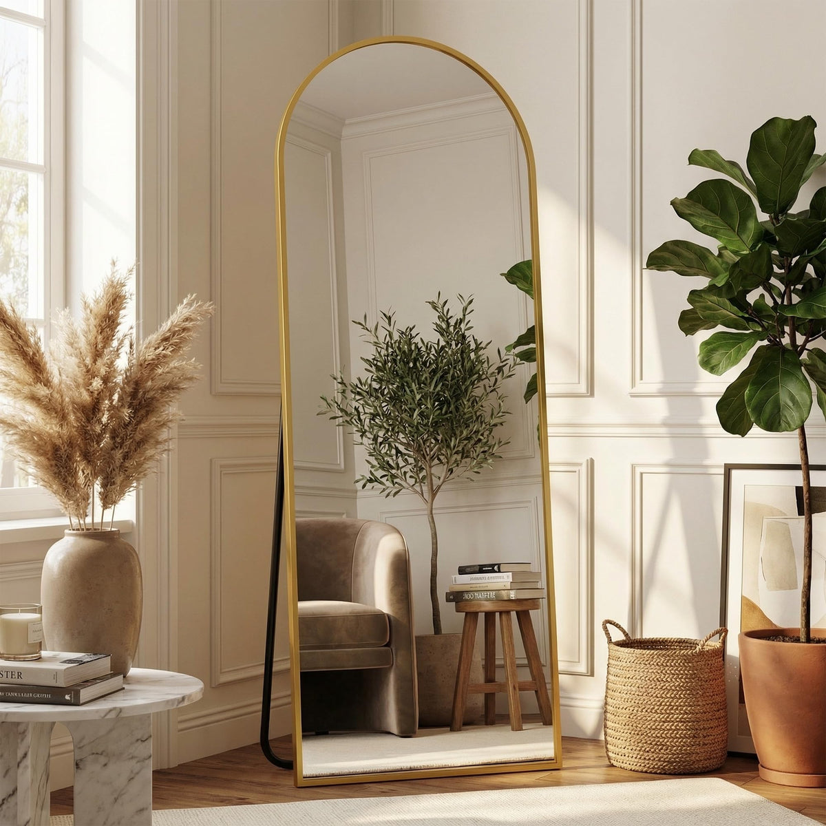 Suidia gold aluminum frame full-length mirror for durability and style
