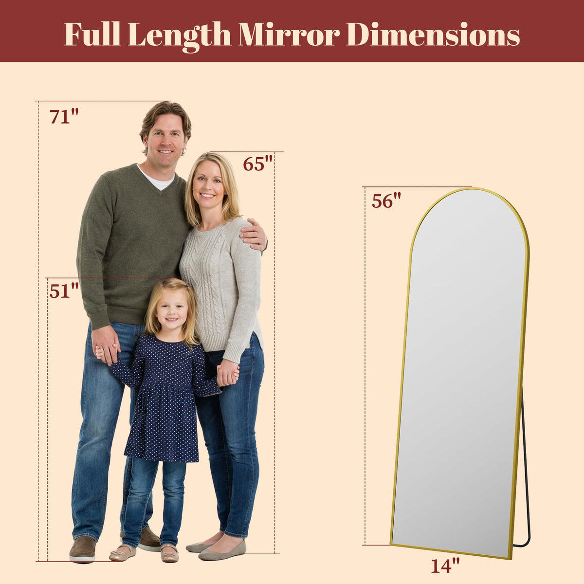 Suidia wall-mounted full-length mirror saves space while adding elegance