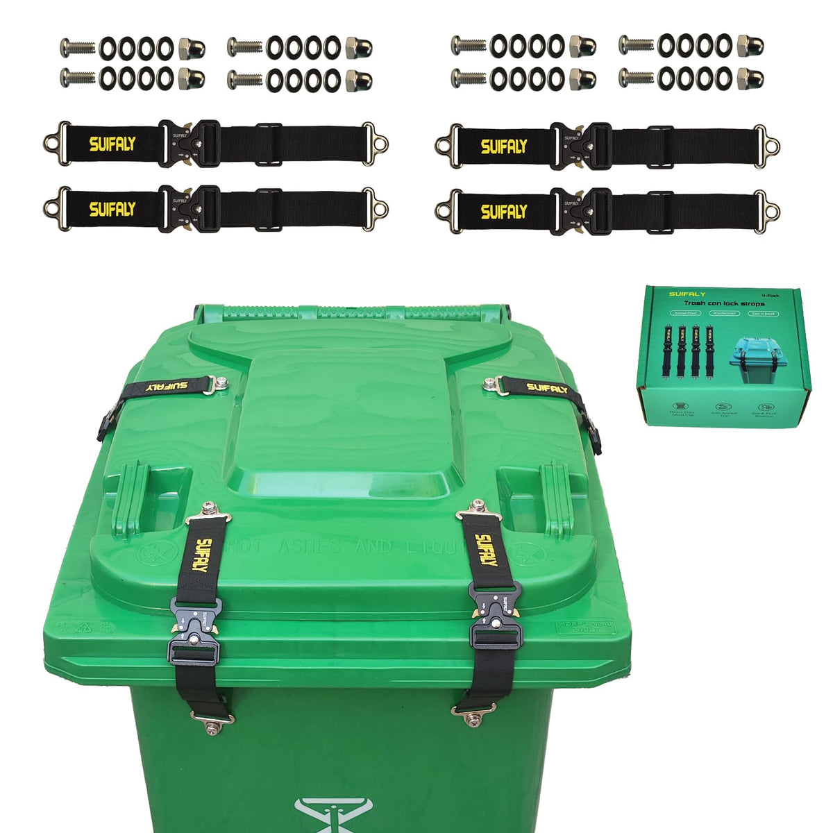 suifaly bear-proof-lock on outdoor trash can maintains wildlife protection.