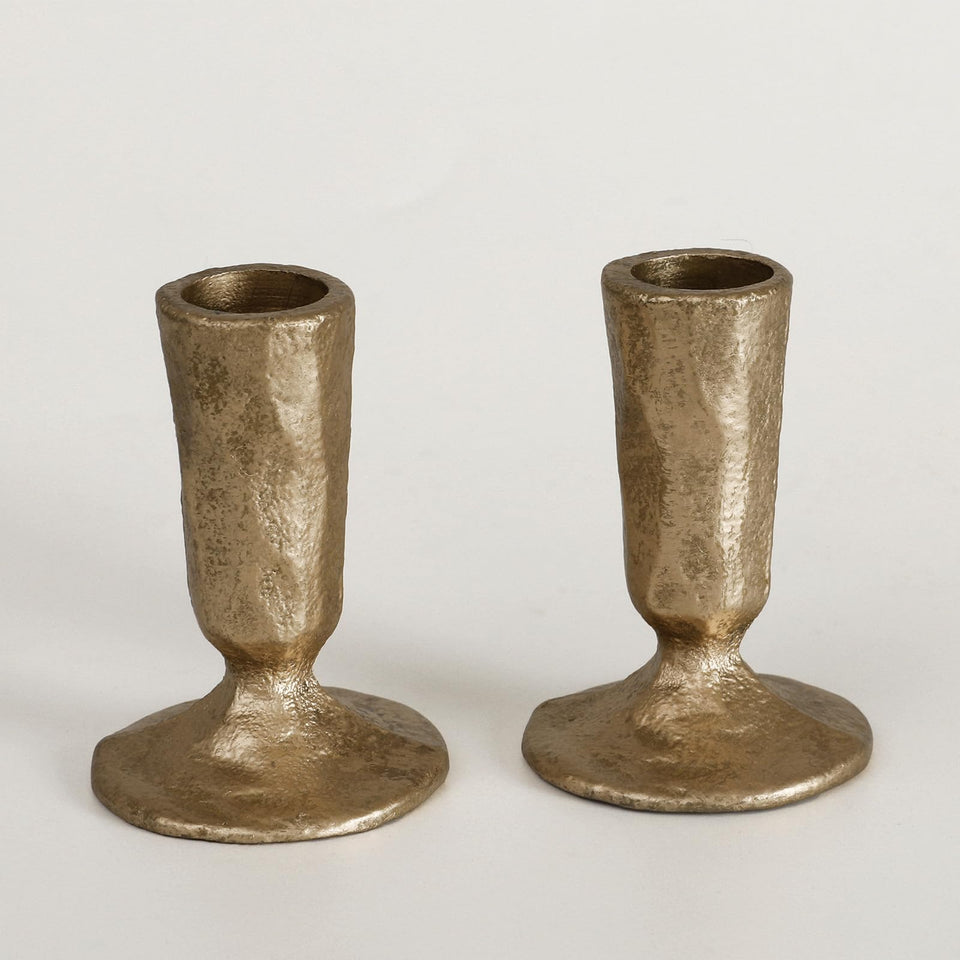 SUJUN antique brass taper candle holder pair on a mantel as a timeless focal point