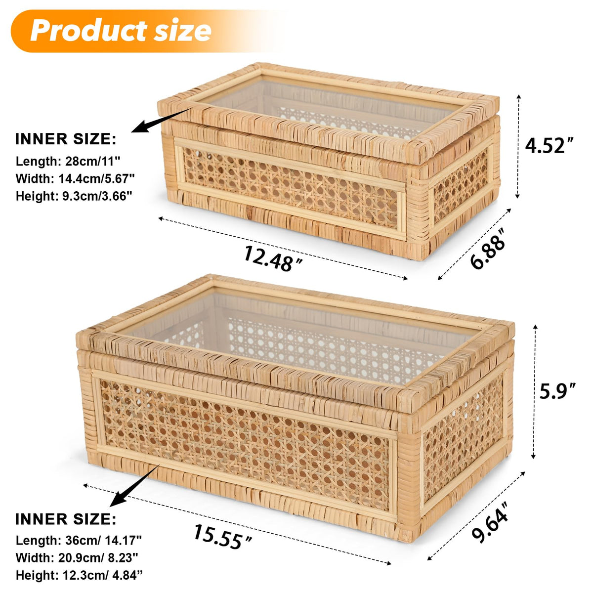 SUJUN boho rattan storage box adds rustic charm to shelves.