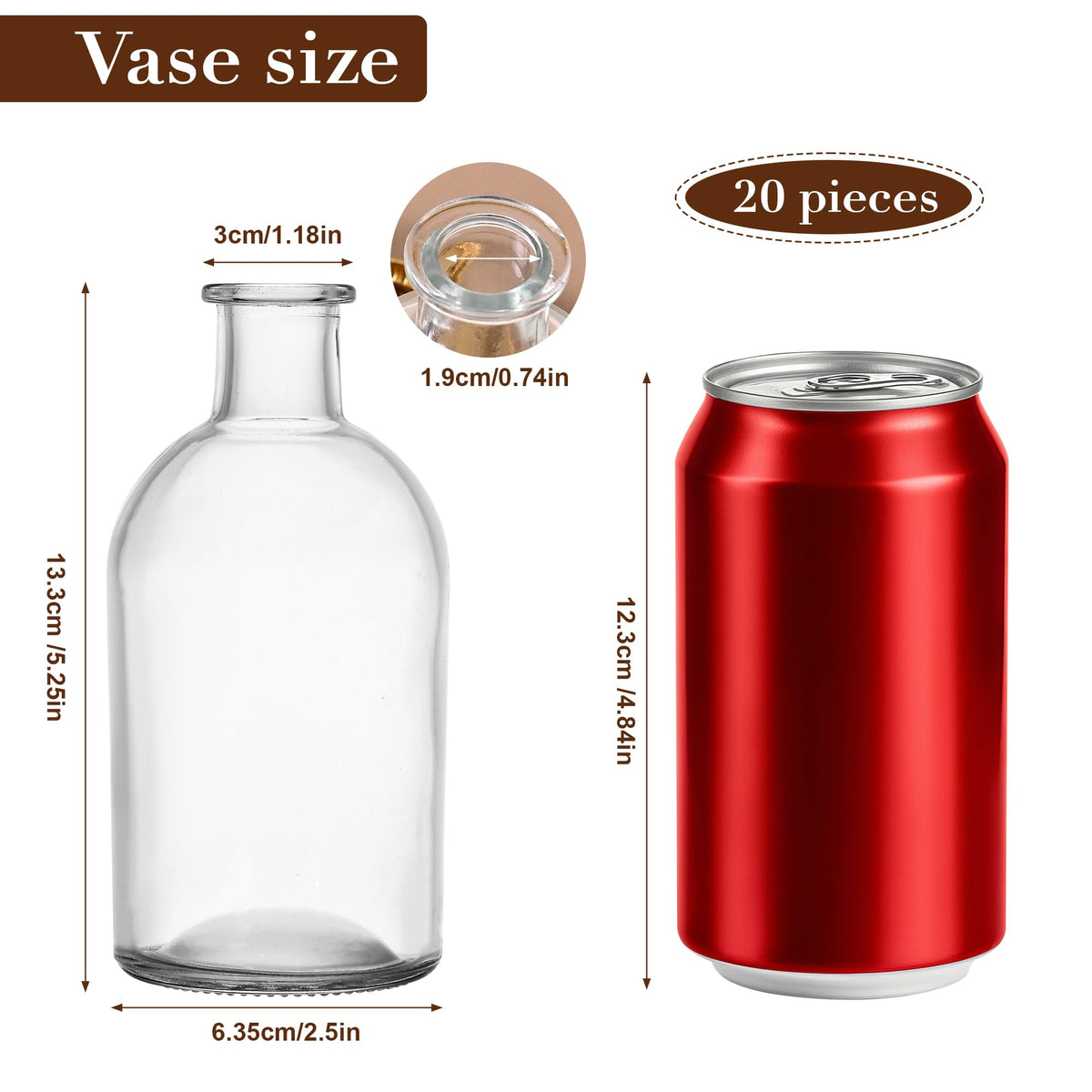SUJUN bud vase 5-1in clear glass offers compact single-stem display
