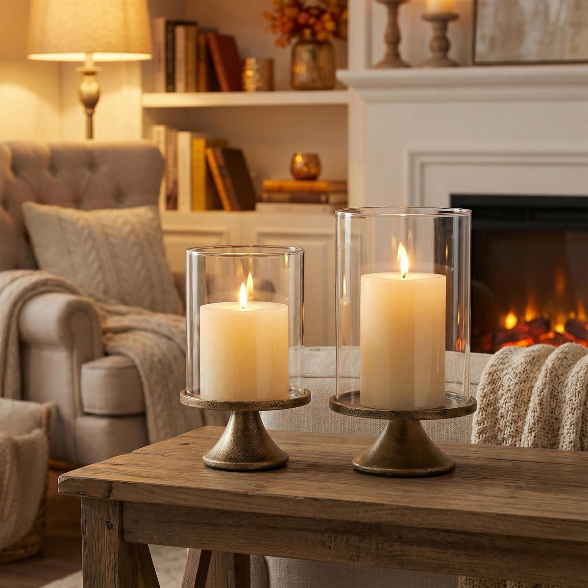 SUJUN candle set on mantel creates refined focal point.