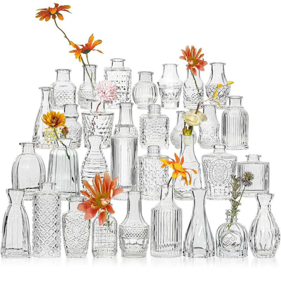 SUJUN glass bud vase set with varied shapes for elegant centerpieces