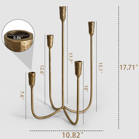 Sujun hand-forged metal candelabra with antique brass finish for refined decor
