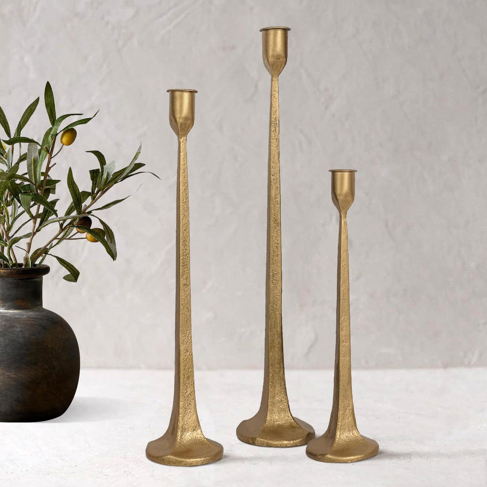 SUJUN iron taper candle holder set of 3, tall dining stand for elegant table decor