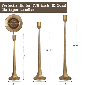 SUJUN candle holders 3-piece, wedding decor focal point with forged iron texture