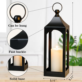 Sujun lantern decor closeup metal shows durable black finish