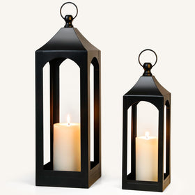 Sujun lantern decor dusk-lit scene creates inviting patio ambience