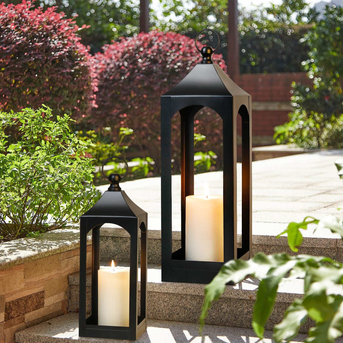 SUJUN Lantern supports pillar, tea-light, or LED candles.