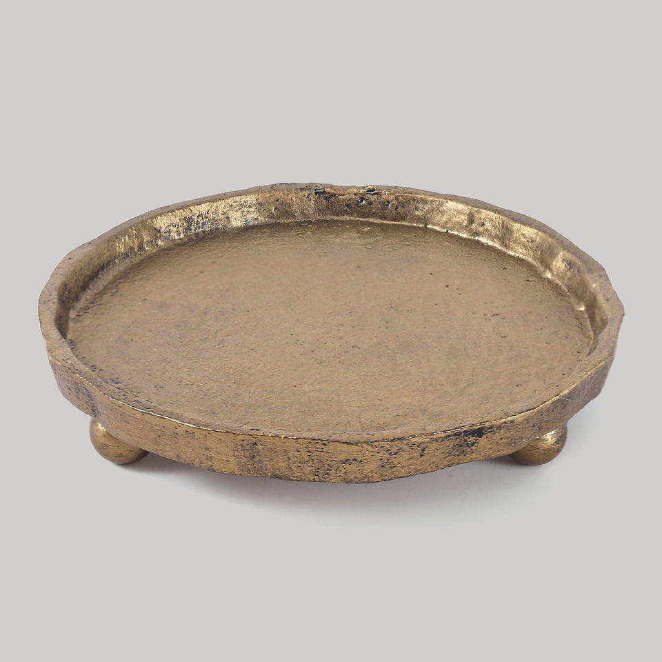 SUJUN vintage cast iron pillar candle holder plate for secure candle display on tables