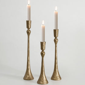 SUJUN vintage cast iron taper candle holder small with varied heights for a striking centerpiece
