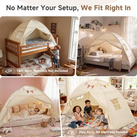 Sumbababy full bed tent shows playful flags that spark imagination.