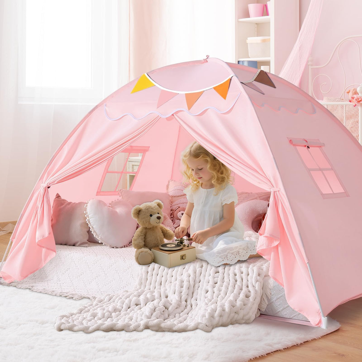 Sumbababy twin bed tent machine washable polyester fabric