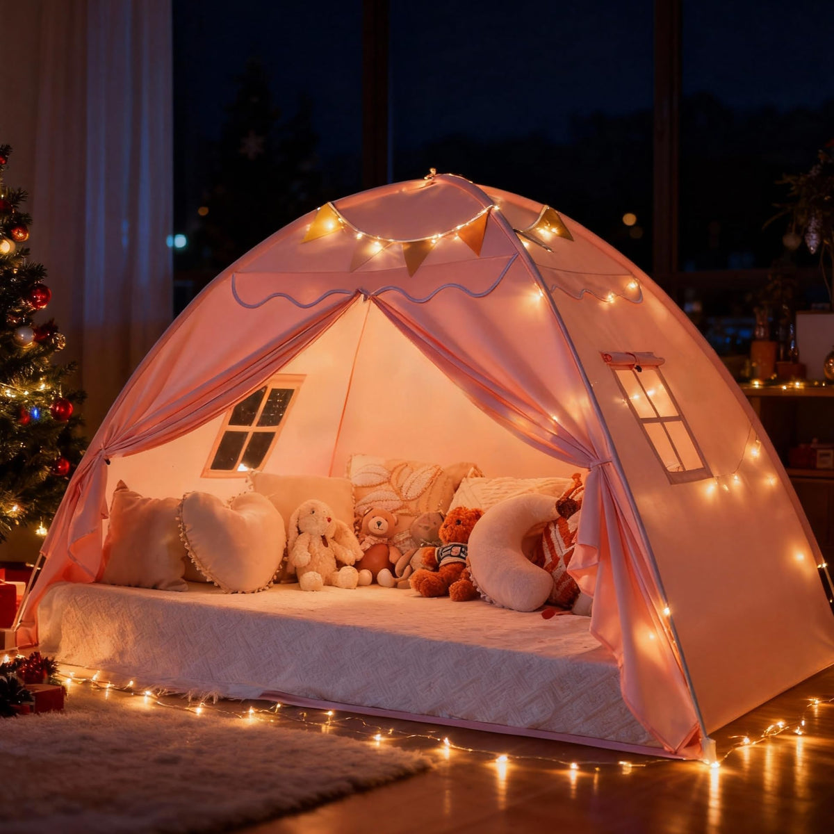 Sumbababy twin bed tent star lights create a cozy bedtime privacy