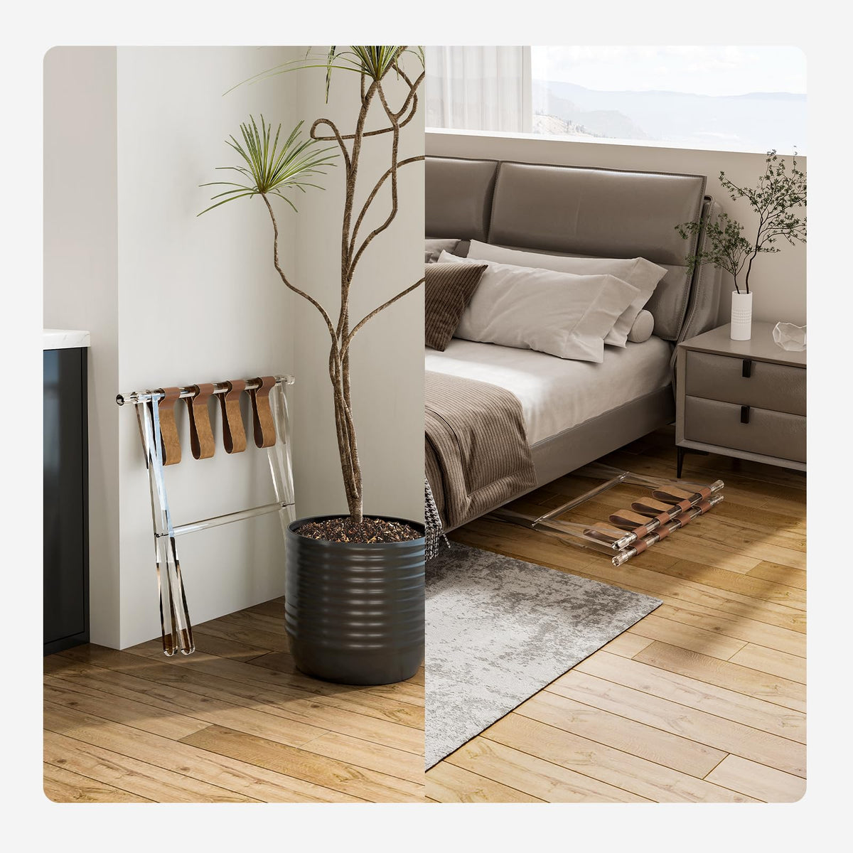 Sumerflos acrylic stand folds flat for easy storage when not in use.