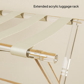 Sumerflos acrylic luggage rack leather straps closeup shows sturdy durability.