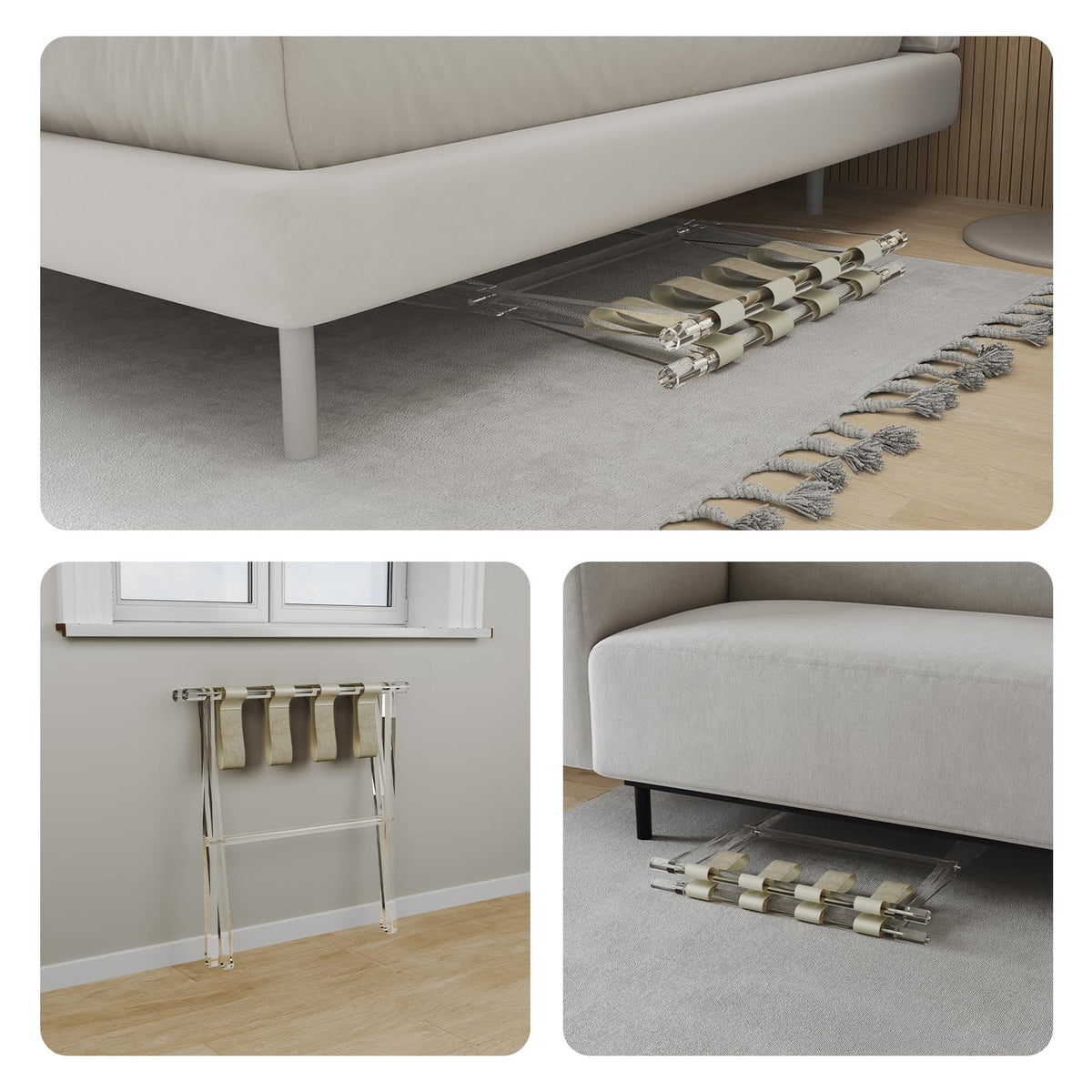Sumerflos heavy-duty rack supports luggage with confidence during busy stays.
