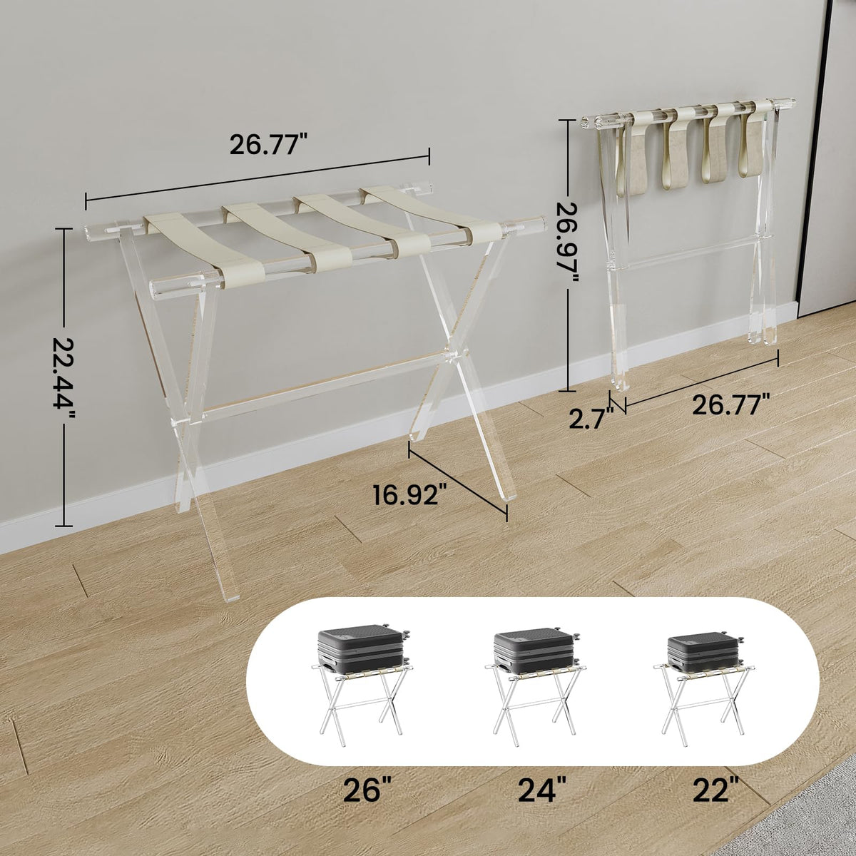 Sumerflos luggage rack in a bedroom setting complements contemporary decor.